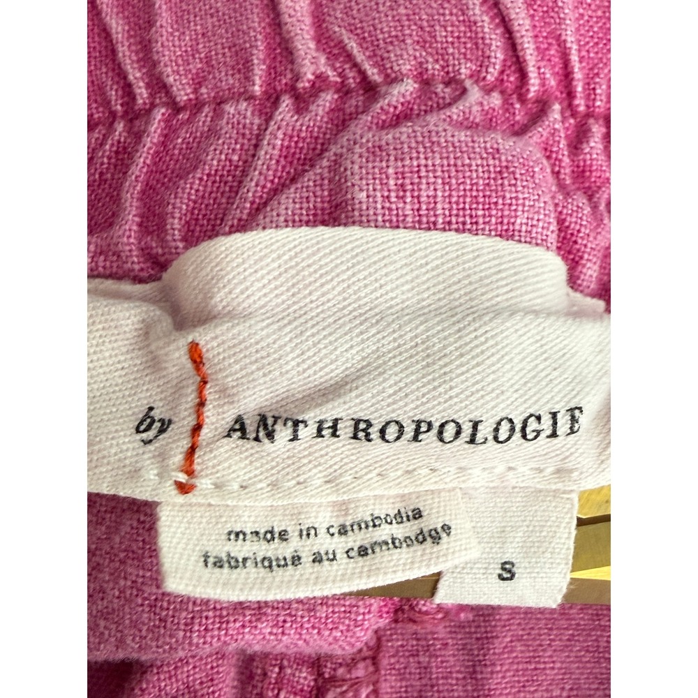Anthropologie Pink Linen Blend Jogger Pants Acid Wash Cargo Tapered Womens S - Picture 5 of 7